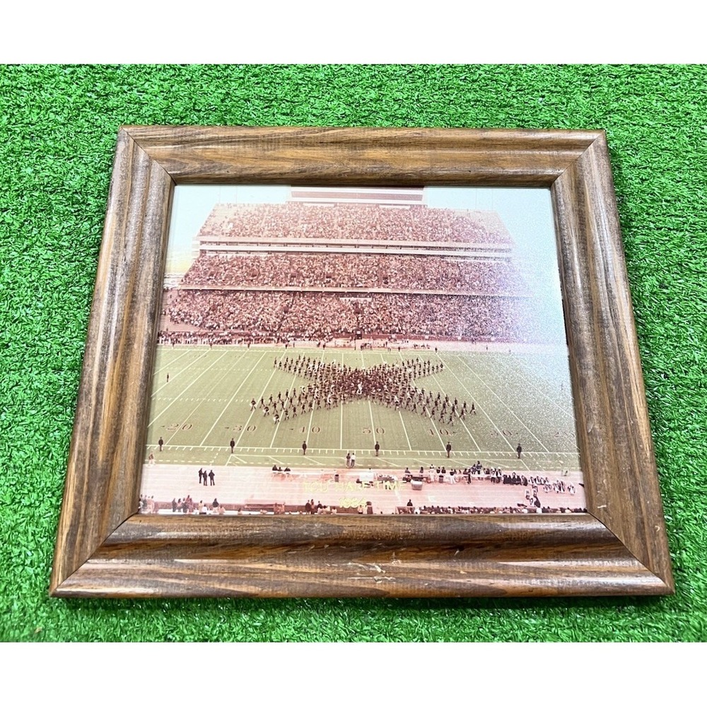 Vintage Texas A&M Framed Photo‎ 12X12 Aggie Band 1984 Halftime Kyle Field Wooden